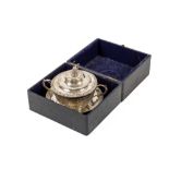 A fine quality cased Victorian decorated two handled Bowl and Cover, with vine leaf design and "C"