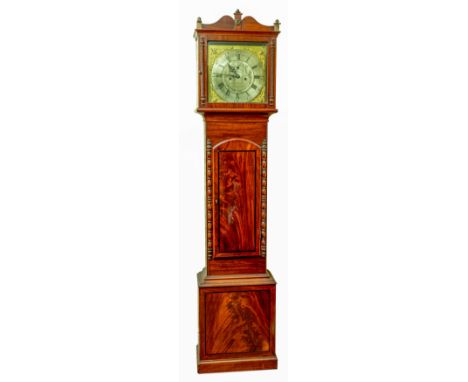 A very fine Irish brass mounted Longcase Clock, the shaped cornice above a square brass dial,&nbsp;Signed&nbsp; Dan O'Neill, 