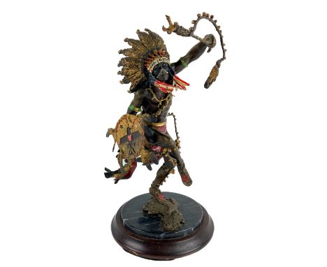 After Carl Kauba, Austrian&nbsp;(1865-1922) A fine quality bronze and painted Model of an Indian Chief (Native American) in f