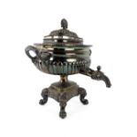 A silver plated Tea Urn, Sheffield, 19th Century, of unusual small proportions with two handles on a