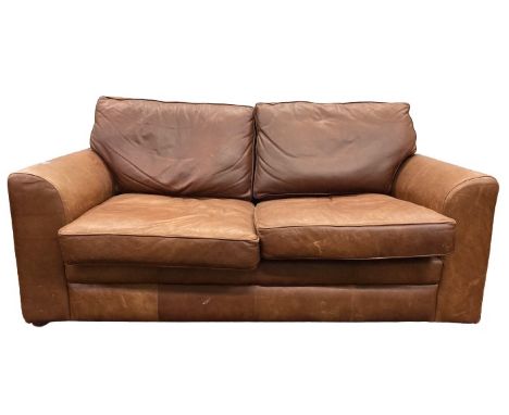 A leather two seater Sofa. (1) 