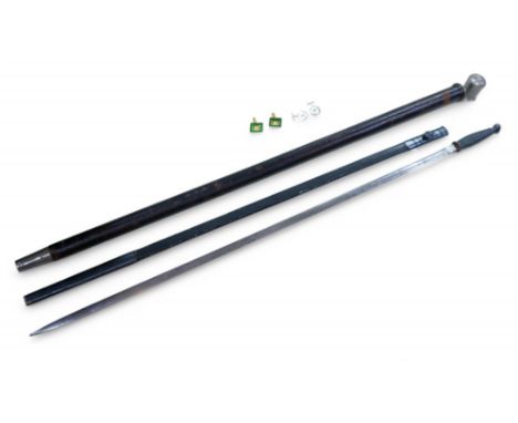 A Masonic ceremonial sword, blade length 71.5cm, with scabbard, overall 84.5cm long, all concealed  inside a walking stick, 8