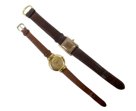 A Must de Cartier lady's tank wristwatch, with gold plated silver case marked 925,&nbsp; no 6 192313, the three colour gold-p