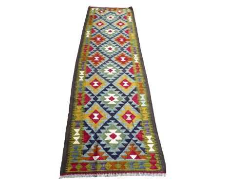 A Maimana Kilim runner hand knotted rug, 290 by 80cm.