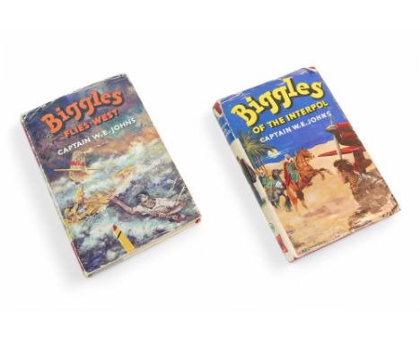 Captain W. E. Johns, Biggles books, comprising first edition of 'Biggles of the Interpol' and later edition of 'Biggles Flies
