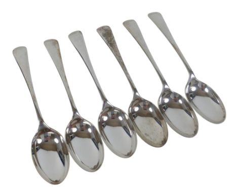 A set of six George V silver table spoons Walker and Hall Sheffield 1917/18, 17.5cm long, 326.7g.(6)