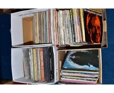 FOUR BOXES CONTAINING TWO HUNDRED LPS AND BOX SETS of mostly Classical, Operatic, Blues and Jazz Recordings by artists such a