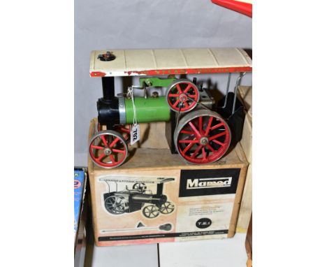 A BOXED MAMOD LIVE STEAM TRACTION ENGINE, No TE1, not tested, playworn condition but complete with all accessories except fun