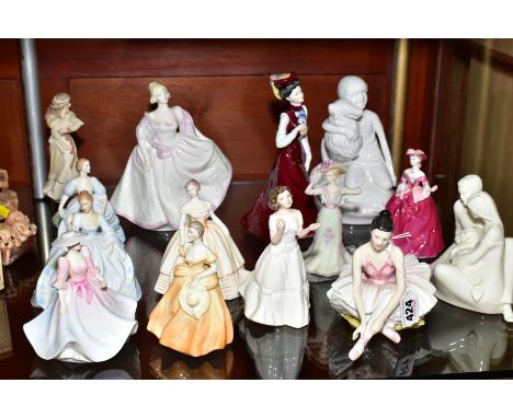 FOURTEEN VARIOUS FIGURINES, to include Royal Worcester 'Reflection', 'New Born' and 'Lady Elizabeth', Coalport 'The Garden Pa