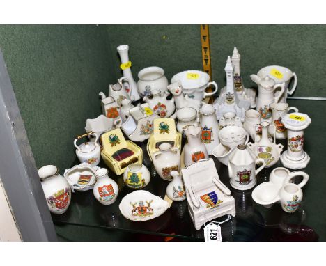A GROUP OF CRESTED CHINA, including Victoria China, Grafton, Bavarian, Japanese Goss, Robinson &amp; Leadbetter etc, forms in