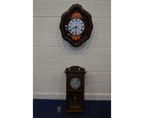 A MODERN FRENCH STYLE WALL CLOCK, with Roman numerals and later markings reading 'Maty, Made in France' (pendulum and winding