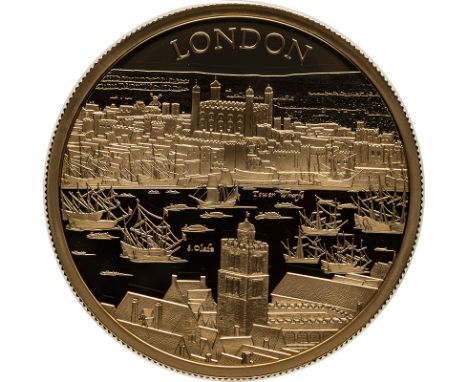 UNITED KINGDOM. Elizabeth II, 1952-2022. Gold 200 pounds, 2022. Royal Mint. Proof. First design in the City Views series, fea