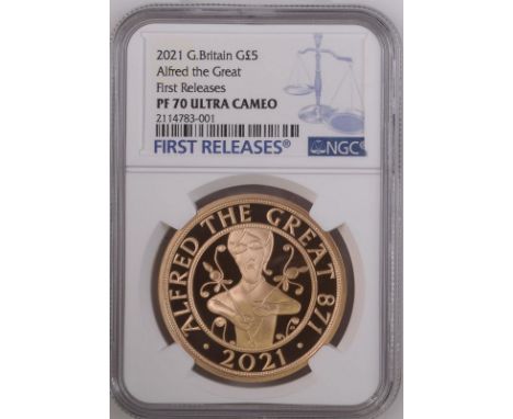 UNITED KINGDOM. Elizabeth II, 1952-2022. Gold 5 pounds, 2021. Royal Mint. Proof. Issued to celebrate the 1,150th anniversary 