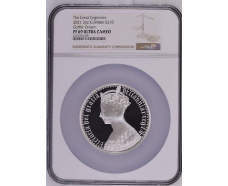 UNITED KINGDOM. Elizabeth II, 1953-2022. Silver 10 pounds, 2021. Royal Mint. Proof. The Great Engravers seriesA re-interpreta