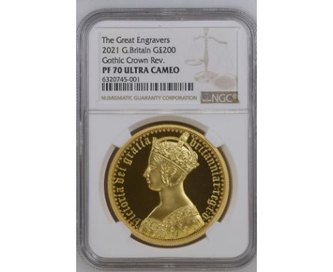 UNITED KINGDOM. Elizabeth II, 1953-2022. Gold 200 pounds, 2021. Royal Mint. Proof. The first coin in the series features the 