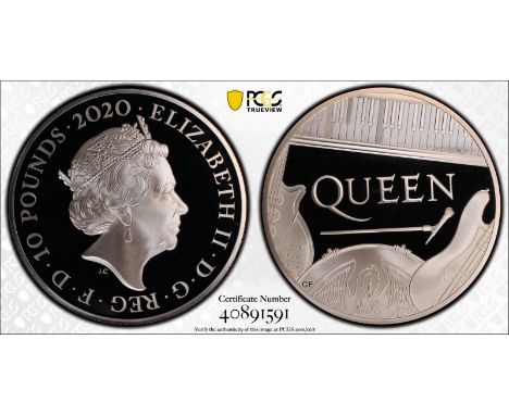 UNITED KINGDOM. Elizabeth II, 1952-. Silver 10 pounds, 2020. Royal Mint. Proof. The first coin in the "Music Legends" series,