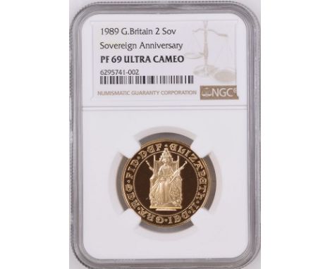 UNITED KINGDOM. Elizabeth II, 1953-2022. Gold 2 pounds (double sovereign), 1989. Royal Mint. Proof. Commemorating the 500 yea