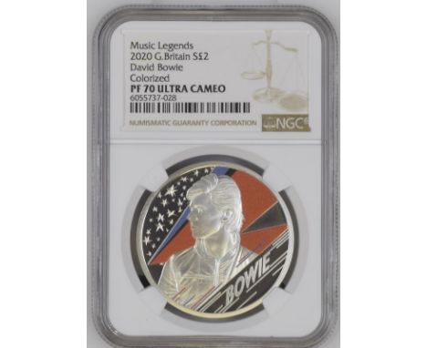 UNITED KINGDOM. Elizabeth II, 1952-. Silver 2 pounds, 2020. Royal Mint. Proof. The third release from the "Music Legends" ser