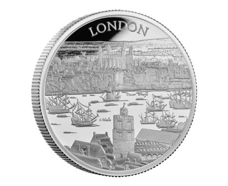 UNITED KINGDOM. Elizabeth II, 1953-2022. Silver 5 pounds, 2022. Royal Mint. Proof. First design in the City Views series, fea