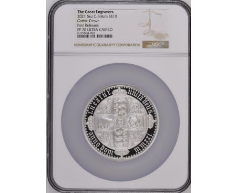 UNITED KINGDOM. Elizabeth II, 1953-2022. Silver 10 pounds, 2021. Royal Mint. Proof. The Great Engravers seriesA re-interpreta