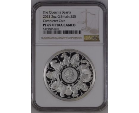 UNITED KINGDOM. Elizabeth II, 1953-2022. Silver 5 pounds, 2021. The Royal Mint. Proof. Minted to finish off the Queen's Beast