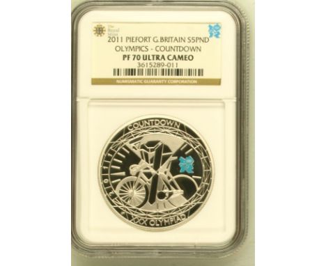 UNITED KINGDOM. Elizabeth II, 1953-2022. Silver 5 pounds, 2011. Royal Mint. Proof Piedfort. Celebrating the countdown of 1 ye