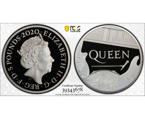 UNITED KINGDOM. Elizabeth II, 1952-. Silver 5 pounds, 2020. Royal Mint. Proof. The first coin in the "Music Legends" series, 