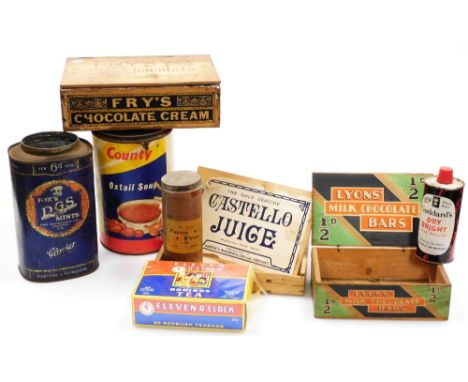 Vintage advertising items, including Rooibos Tea Rrooivos 11 o'clock, Goddards Dry Bright tile polish, County oxtail soup, Fo
