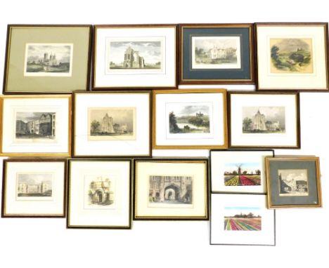 A group of Lincolnshire related engravings, to include The Jews House, Lincoln, 12cm x 11cm, Newport Gate at Lincoln, 8cm x 1