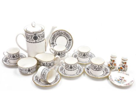 A Royal Worcester porcelain Padua pattern part coffee service, comprising coffee pot, cream jug, sugar bowl, six demitasse co