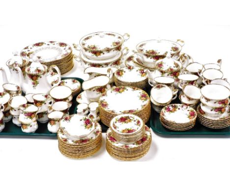 A Royal Albert porcelain Old Country Roses pattern dinner, tea and coffee service, comprising pair of meat platters, three ve