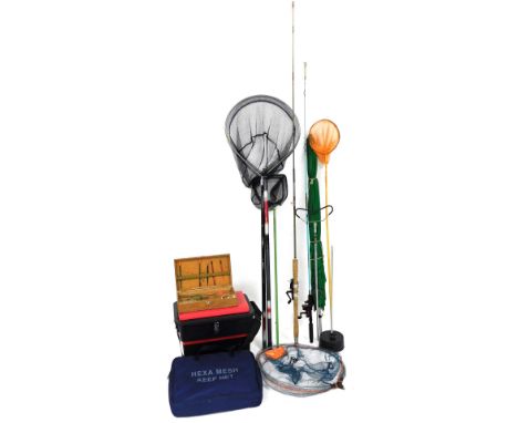 A large lot of fishing equipment to include a Targa Beachcaster