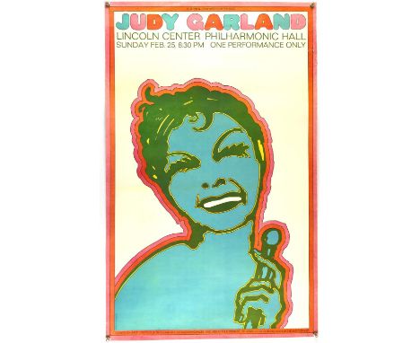 Judy Garland, Concert Poster (1969) for her one-date show at the Lincoln Center Philharmonic Hall, New York, 25th Feb 1968 wi