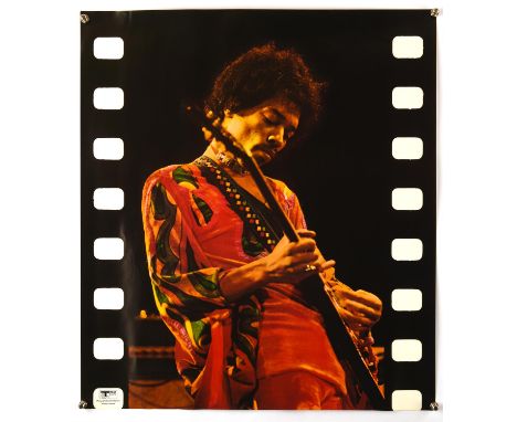 Jimi Hendrix, Tracks Records Promo Poster (1970) showing a Peter Sanders photograph of Hendrix playing live, the image believ