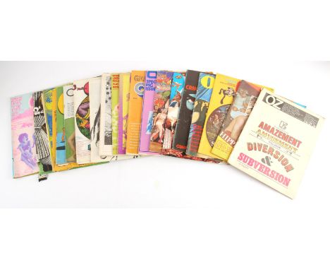 OZ Magazine collection, including the Honeybunch Kaminsky poster (issue 24) and Jimi Hendrix poster (issue 30),  (19 issues)