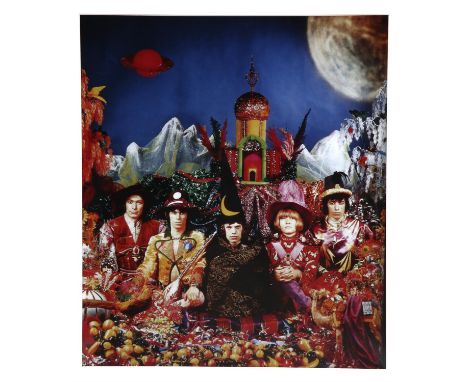 The Rolling Stones - Their Satanic Majesties Request photograph by Michael Cooper, mounted, 48 x 17cm. 