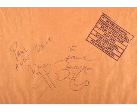 Led Zeppelin autographs - Viny LP copy of In Through The Out Door (sleeve variant C) signed to the outer brown paper bag 'To 