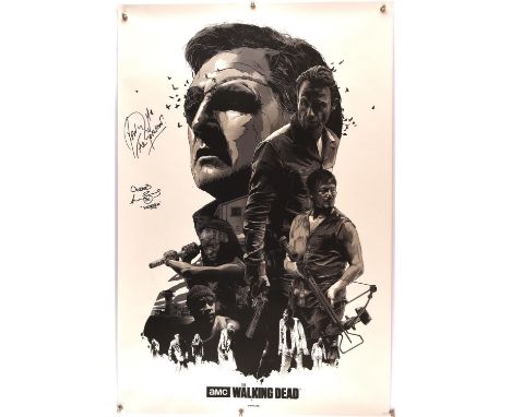 AMC The Walking Dead poster - signed by David Morrissey (The Governer) and Lennie James (Morgan), rolled 91 x 61cm. 