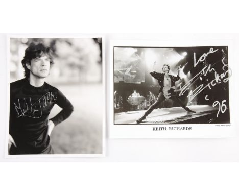 Autographs: The Rolling Stones: Keith Richards / Mick Jagger Two Signed photographs, comprises: Keith Richards, 10 x 8 inch b