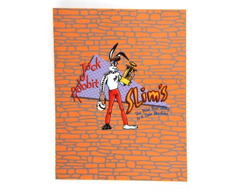 Pulp Fiction (1994) Slim's Diner Menu -A 5"x6.5" scale replica of "Slim's Diner" menu featuring the Jack Rabbit logo artwork.