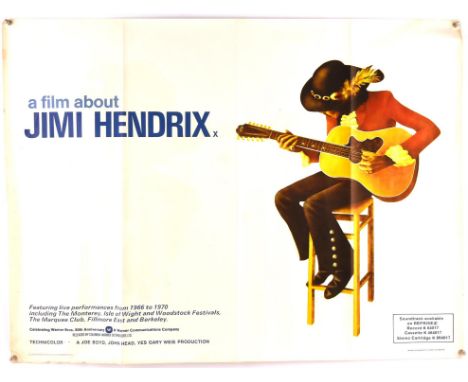 Jimi Hendrix, A Film About Jimi Hendrix (1973) UK Quad Cinema Poster for the documentary made three years after Hendrixs unti