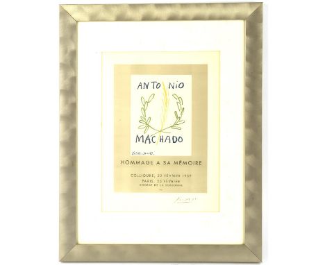 Pablo Picasso signed poster - Lithograph , colour after the original poster for a tribute to Spanish poet Antonio Machado (18