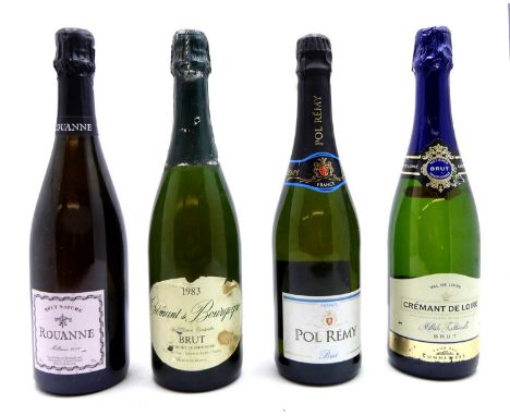 Assorted sparkling white wines, to include Jacobs Creek Chardonnay Pinot Noir, one bottle; Rouanne Brut Nature, one bottle; C