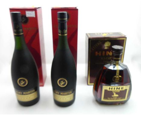 Remy Martin VSOP Fine Champagne Cognac, 100cl, 40%, two bottles in cartons, and Hine VSOP Fine Champagne Cognac, 100cl, 40%, 