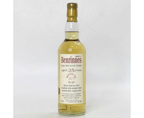 Benrinnes 1984 single malt Scotch whisky, aged 25 years, bottle No.329 of 611, bottled August 2010, 70cl, 51%, one bottle 