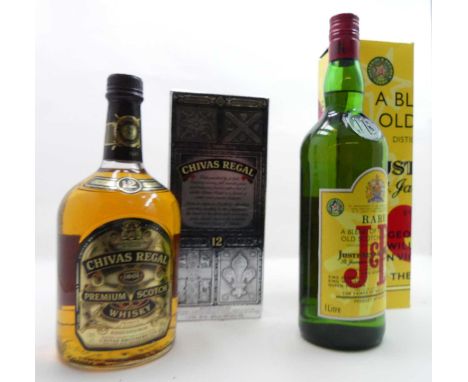 Justerini &amp; Brooks, Old Scotch Whisky, 100cl, 43%, one bottle in carton, and Chivas Regal Aged 12 Years Premium Scotch Wh