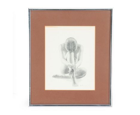 Matte print of a Pencil drawing of a nude woman by D. Simone. SLR Artist: D. Simone Issued: Circa 1978 Dimensions: 7.25"" x 9