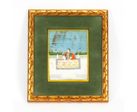 18th century pastoral scene, man ceremonially dressed, flora.c. 18th century Indian miniature portrait, with exemplary images