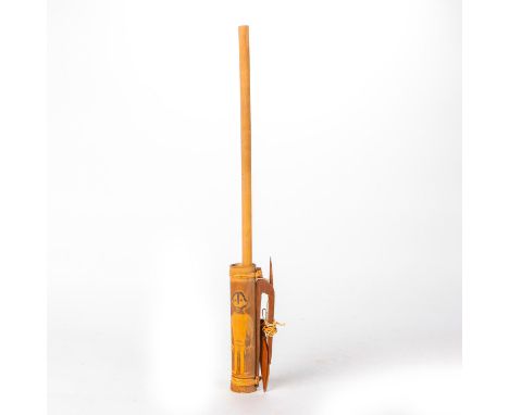 Carved decoration on needle holder and includes tools. Issued: 20th c. Dimensions: 19""H Provenance: David Farin Collection 