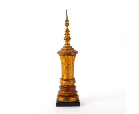 Ayodhya&nbsp;architectural finial, c. 18th century, antique teak wood.Total weight 798g. Issued: 19th c. Dimensions: 18"H Cou